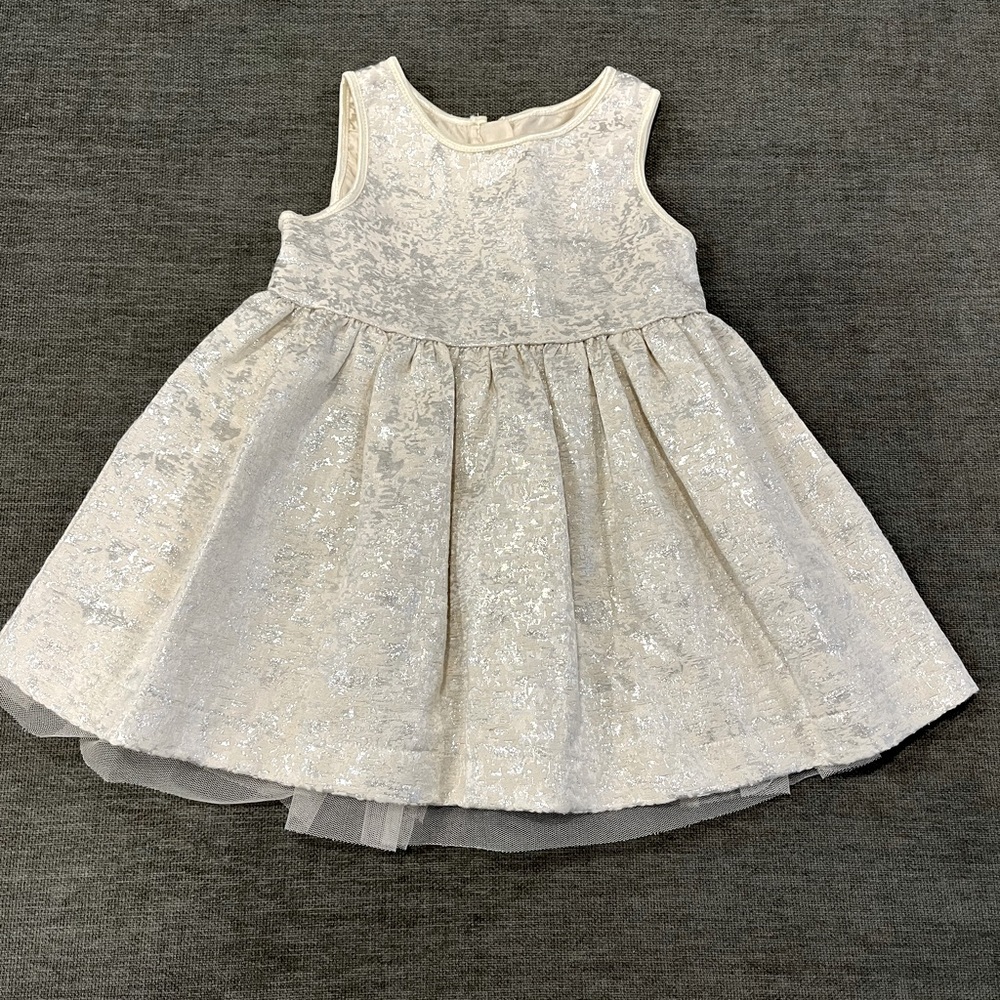 JOE FRESH BABY GIRL IVORY/ METALLIC DRESS